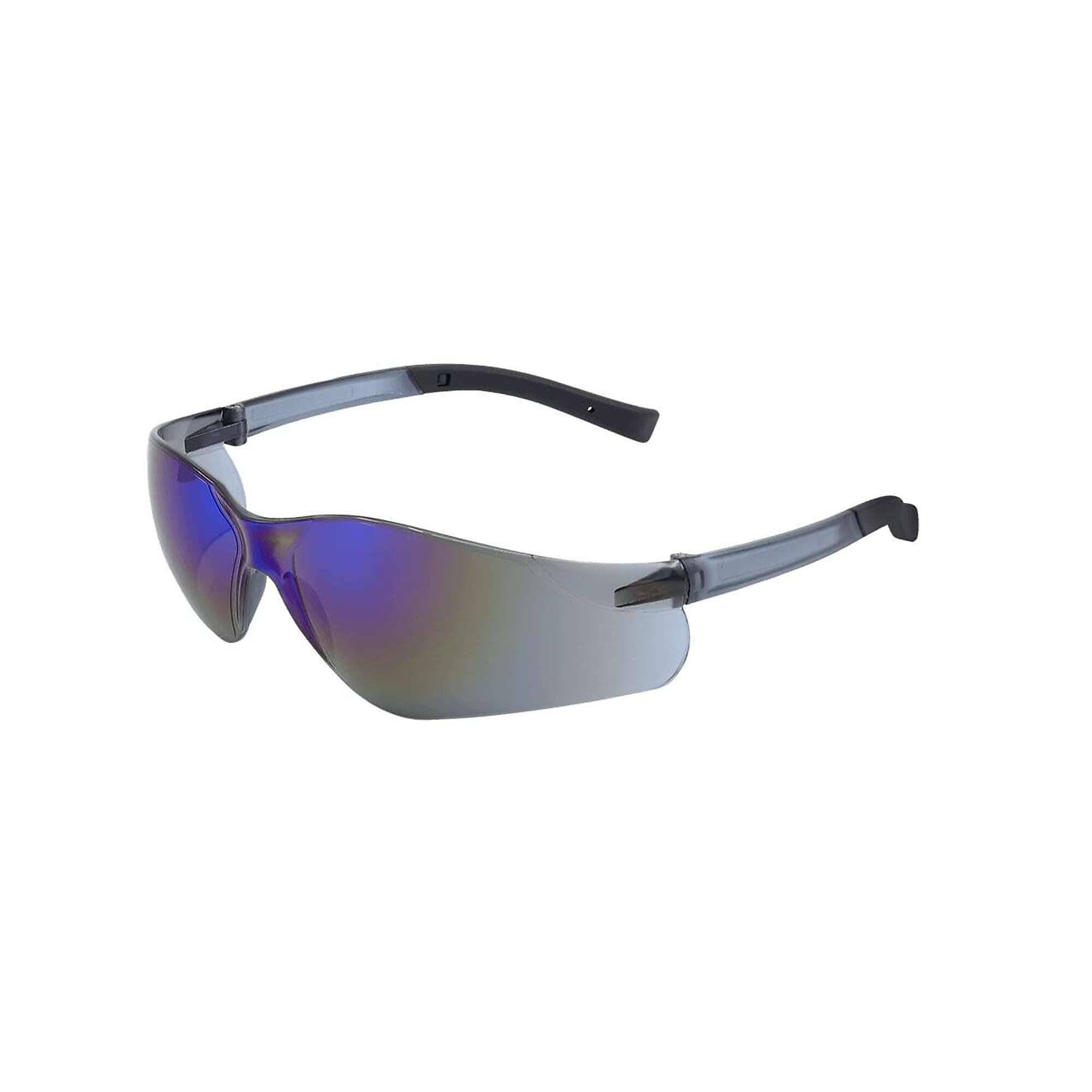 Bullhead Safety Pavon®, Blue Mirror Lens, Black Frame Safety Glasses&nbsp;- 12 Pairs, Frame Color Matte Black, Lens Color Blue, ANSI Z87 Compliant, Model# BH549